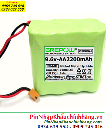 Pin sạc 9.6v-AA2200mAh, Pin sạc NiMh 9.6v-AA2200mAh, Pin GREPOW 9.6v-AA2200mAh chính hãng